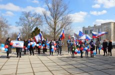 Митинг в поддержку президента РФ Владимира​ Владимировича​ Путина и​ российских военнослужащих